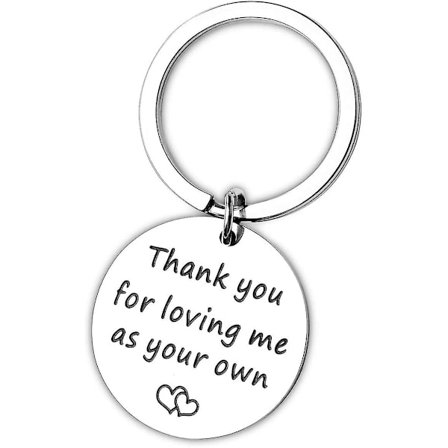 Nyckelring med gåva till svärmor och styvmor - Tack för att du älskar mig som din egen, mors dag fars dag födelsedagspresenter till svärmor styvmor 