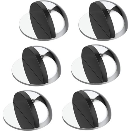 Doorstop, 6 st dörrstopp krompläterad golvdörrstopp, zinklegeringsdörrstopp, golvdörrstopp, med klistermärken - ingen borrning krävs