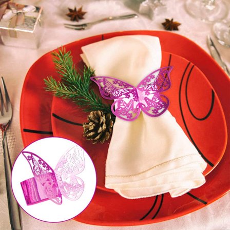 Servietringe - 3D Pink Butterfly Servietringe til Bryllupsreception