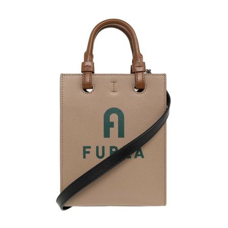 Furla Varsity Style Mini Shoulder Tas , Beige , Dames , Maat: ONE Size Schoudertassen