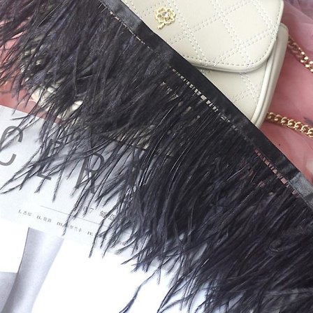 1 meter strutsefjær trim 10-15cm fjær selvkantbånd for DIY brudekjole svart [DM]