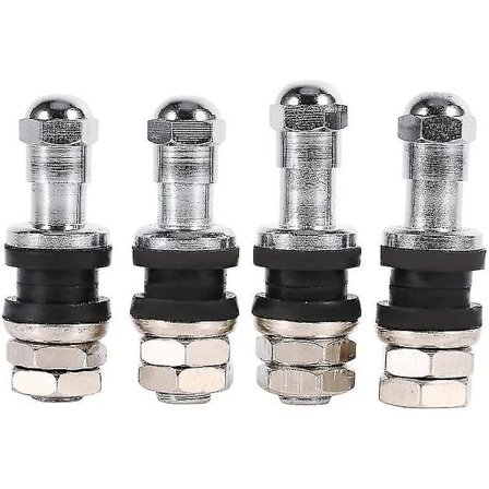 Dekkventil, Bil Slangefri Hjul Dekkventil Solid Messing Metall Bolt Inn Høytrykk Sølv Svart Flush Mount Bakre Dekktrykk Monitor Ventil