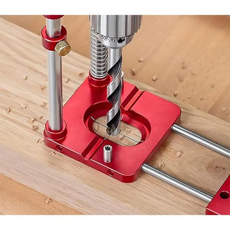 Porapaikannin Kannettava Porausohjain Tarkka Reikälyönti Asetin Teräs Puuntyöstötyökalu Puusepälle Punainen