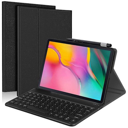 Type C För Samsung Galaxy Tab A 10.1 (2019) Avtagbart Bluetooth Tangentbord Läderfodral med S Pen
