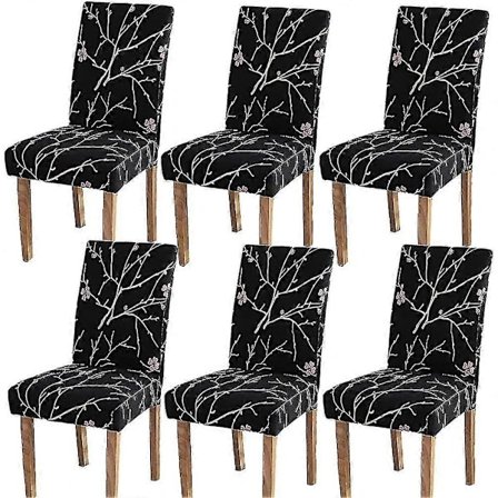Stoltrekk, 6-pakning Stretch Stoltrekk Høy Rygg Stol Beskyttende Trekk