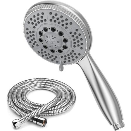 Duschhuvud + 1,5 m slang duschrör i stål, högt tryck