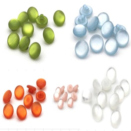 100 stk 11,5 mm harpiksknapp 5 fargede barneklær