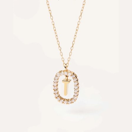 Initialhalsband för kvinnor, förgyllt bokstavshalsband Cubic