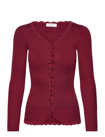 Rkbeatha Ls Cardigan W/ Lace Tops Knitwear Cardigans Burgundy Rosemunde Kids