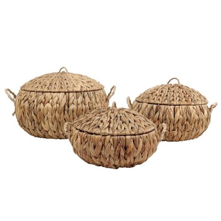 Søgræskurvesæt med låg, 3 stk., 40x40x19 cm