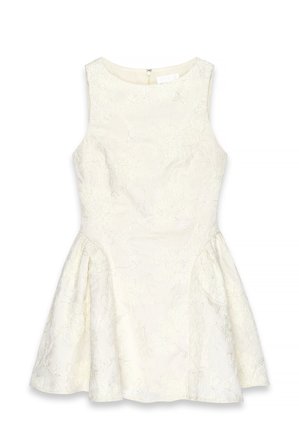 NA-KD Jacquard-Minikleid mit Pailletten, Rüschen und Taillenraffung - Partykleider - OffWeiß - EU 34