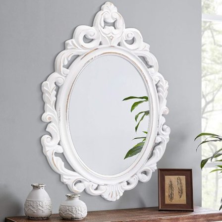 Soikea Vintage Arendahl -riippupeili, rustiikkiruskea kaiverrettu, barokkiestetiikka, meikkipöydälle/makuuhuoneeseen/olohuoneeseen/keittiöön/eteiseen