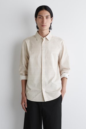 COS Checked Cotton Shirt in Beige - Men