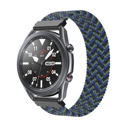 Samsung Galaxy Watch 3 (45mm) elastisk nylon-urrem - Sort / Blå / Grøn Størrelse: S Multicolor