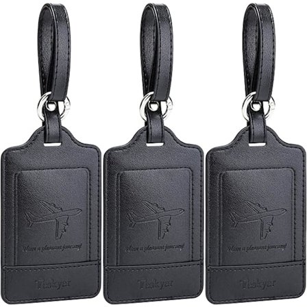 3-pack Bagagetaggar, PU-läder Bagagetaggar för Resväskor, Bagageetiketter med Namn-ID-kort, Iögonfallande, Hållbara, Researtiklar