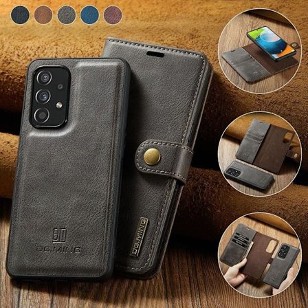 (För Samsung Galaxy A55 5G) DG.MING Läder Telefonfall - Plånbok