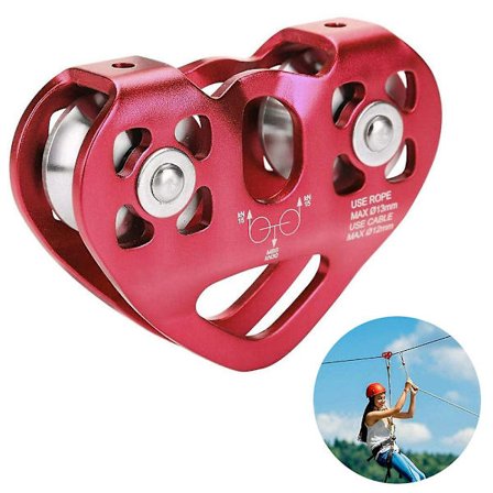 Pulley Tandem Speed ​​Dual Trolley Rescue Klatre Dual Pulley Med Kugle