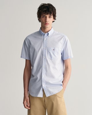 GANT - Regular fit kortermet poplinskjorte til herre light blue