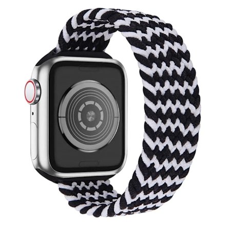 Apple Watch (45 mm) elastiskt klockarmband - Svart / Vit / Storlek: S