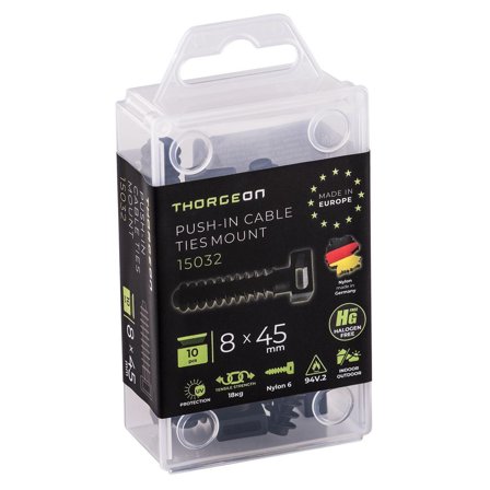 ThorgeOn Stripsfeste for mur ø8mm 10stk sort