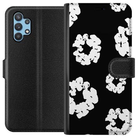 Samsung Galaxy A32 5G Plånboksfodral Contemporary Tears-look med en känsla av denim och blommönster som skapar en modern, exklusiv och trendig stad