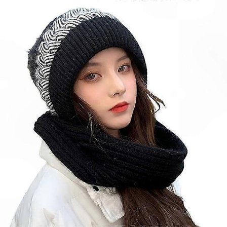 Vintervarme Plys Hat og Halstørklæde Sæt med Ørebeskyttelse og Stilfuldt Pom-Pom Design til Moderigtigt Tilbehør