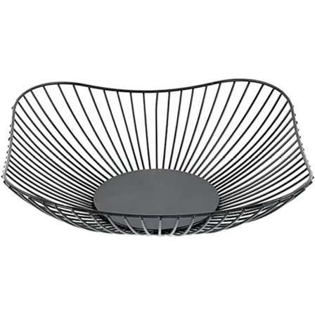 Fruktkurv i ståltråd for kjøkkenbenk, firkantet, stor, til servering, hjemmedekor (firkant)