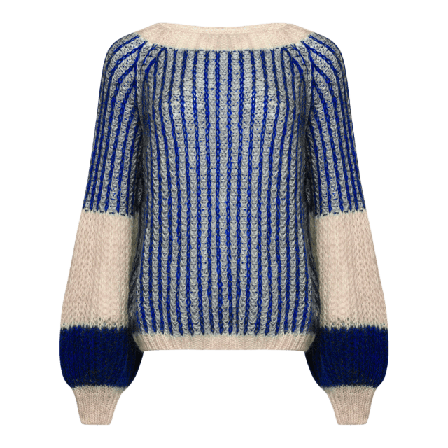 Noella Liana Knit Sweater - Cream/cobalt Blue Tröjor Dam Blå L/XL
