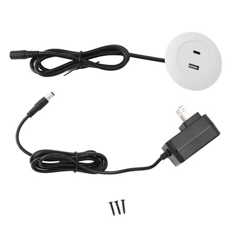 Indbygget Strømstik Skrivebord USB Opladningshub USB A og C Port til Sofabord Natbord