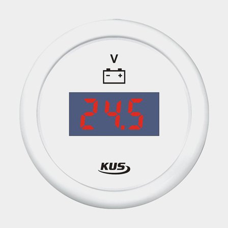 Digital Voltmeter KUS, fog-free, Ø52 mm, 12 V / 24 V, white, 9 - 32V