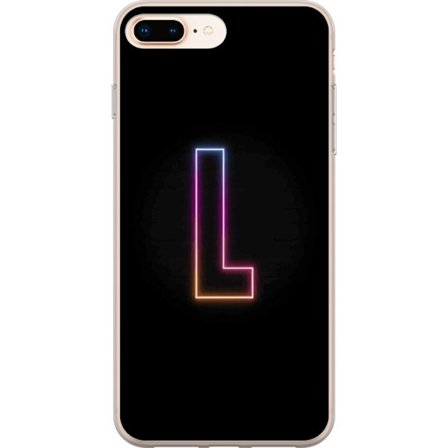 Yhteensopiva Puhelinkuori Apple Apple iPhone 7 Plus Minimaalinen neonkirjain L pehmeästi vaihtuvassa värivalossa mustaa taustaa vasten, puhdas graaf