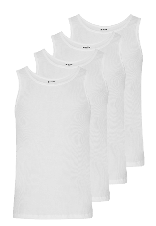 Resteröds Ekologisk Bomull, Rib Tank, 4-pack, Vit Underlinnen & t-shirts Herr L
