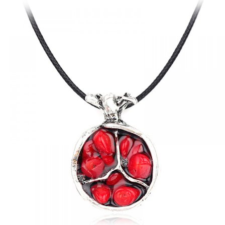 Det overdrevne lange granateple-halskjedet og det fasjonable frukthengsmykket er fasjonabelt, pent og holdbart.