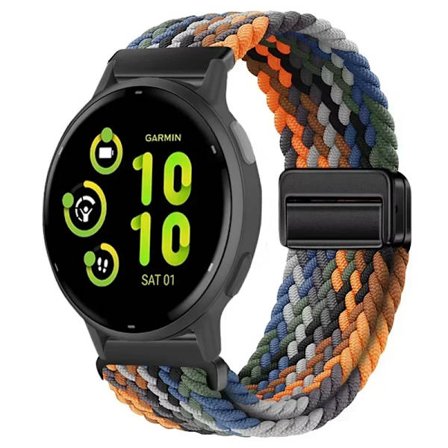 20/22 mm nylonarmband för Garmin Forerunner 55 165 265 965 255 magnetiskt flätat andningsbart band för Garmin Active 5/Venu 3 Correa