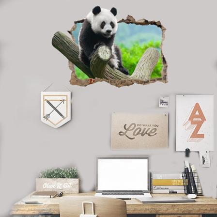 3D Panda på gren - Søt barnerom dekorasjon klistremerke