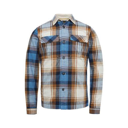 PME Legend Overhemd- Long Sleeve Shirt CTN YD Slub Check , Blauw , Heren , Maat: XL