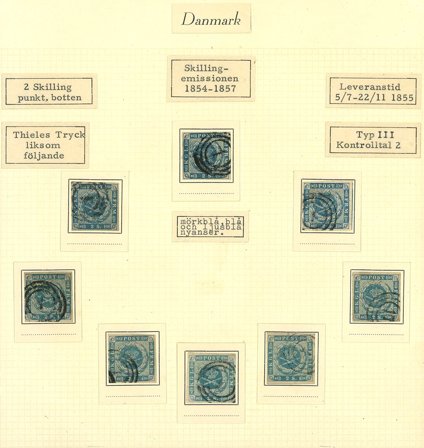 Danmark - AFA 3 - 8 pæne frimærker - Stemplet