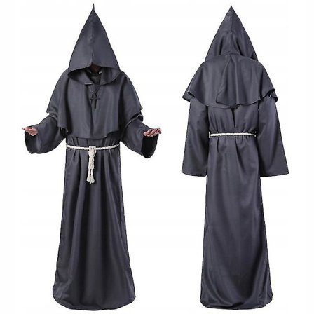 Troldmand Kostume middelalderlig Hooded Robe Præst Outfit W