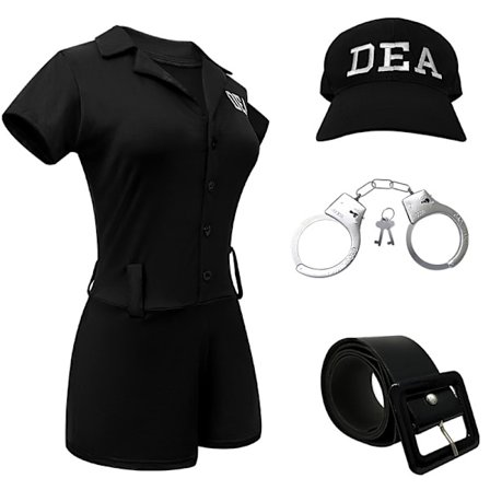 Politikostyme for voksne kvinner, politiuniform, rollespillantrekk