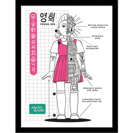 Squid Game 2 Young Hee Inramad Affisch 40cm x 30cm Vit/Svart/Pi