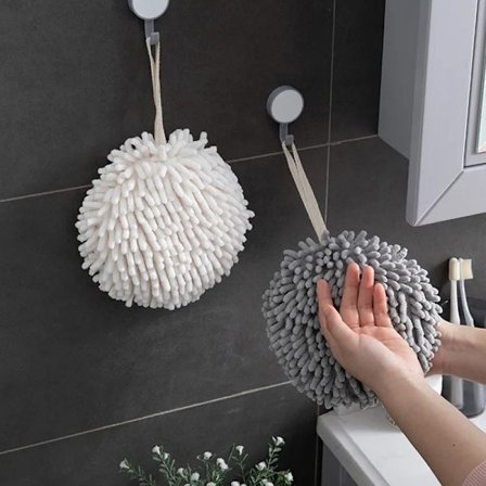 Chenille Hand Towels Microfiber Towels Kitchen Bathroom Hand Towel Ball with Hanging Loops Quick Dry Soft Absorbent