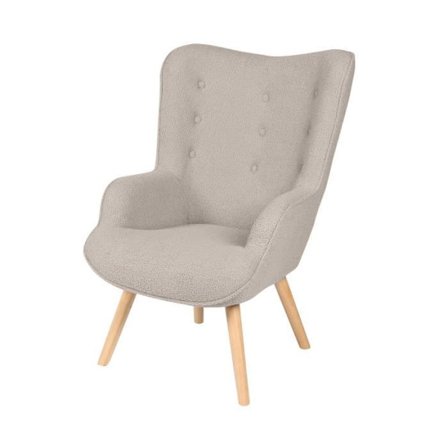 Lænestol 72x65x99 cm i lysegråt boucle-stof - USHUA