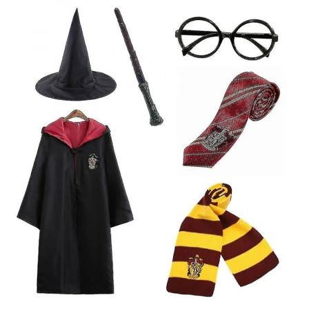 Harry Potter 6kpl set Magic Wizard Fancy Dress Cape Costume Z - Perfet red 125cm (5-6 years)