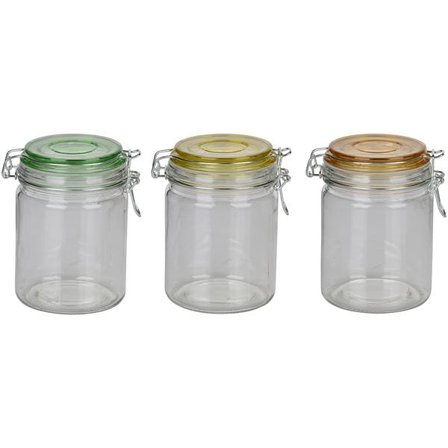 Opbevaringsglas af glas med snap-on-låg, 700 ml - 3-pak