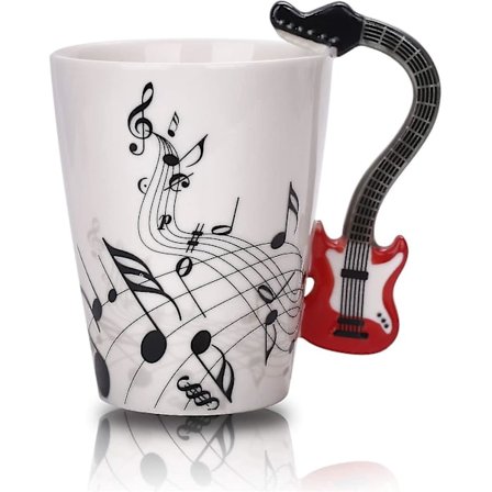 12.9 Oz Guitar Kande Musiknote Kaffe Kande Keramik Guitar Musik Kop Kande Til Guitarspillere Musikere, rød