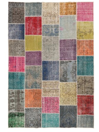 204X298 Alfombra Patchwork Moderna Marrón/Negro (Lana, Turquía) Carpetvista