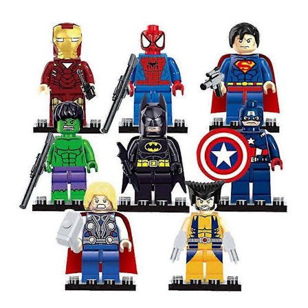 8-pack Mini Marvel Superhjältar Byggklossar Leksaker Dockor Actionfigurer Leksaker För Barn Present