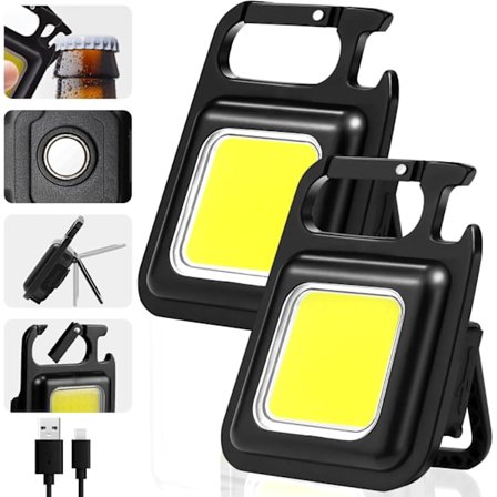 2 stk. USB-C Oppladbar Mini Lommelykt Med 3 Lysmoduser Sammenleggbar Klips Bærbar Lomme Lampe For Utendørs Camping Nødsituasjon