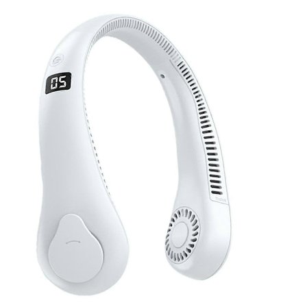 Bladløs Hengehalsvifte, Lat og Praktisk Mini Bærbar Utendørs Sports Oppladbar Vifte Hvit