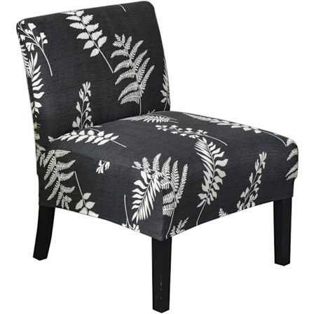 Trykt lænestolsbetræk uden armlæn - Sort blad foldbart lænestolsbetræk